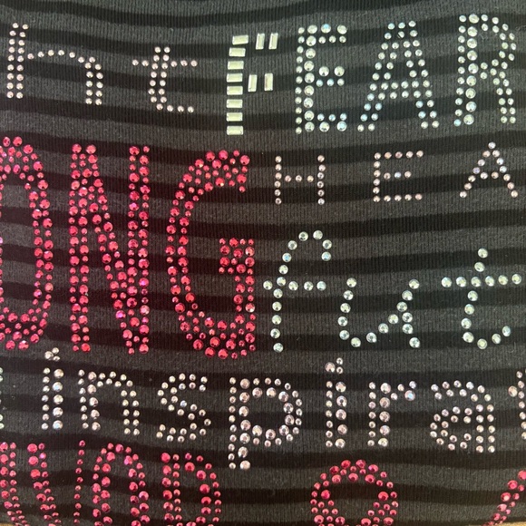 One World Live & Let Live Striped Black and Pink Lg Slv Top W Sm Breast Cancer - Picture 9 of 10